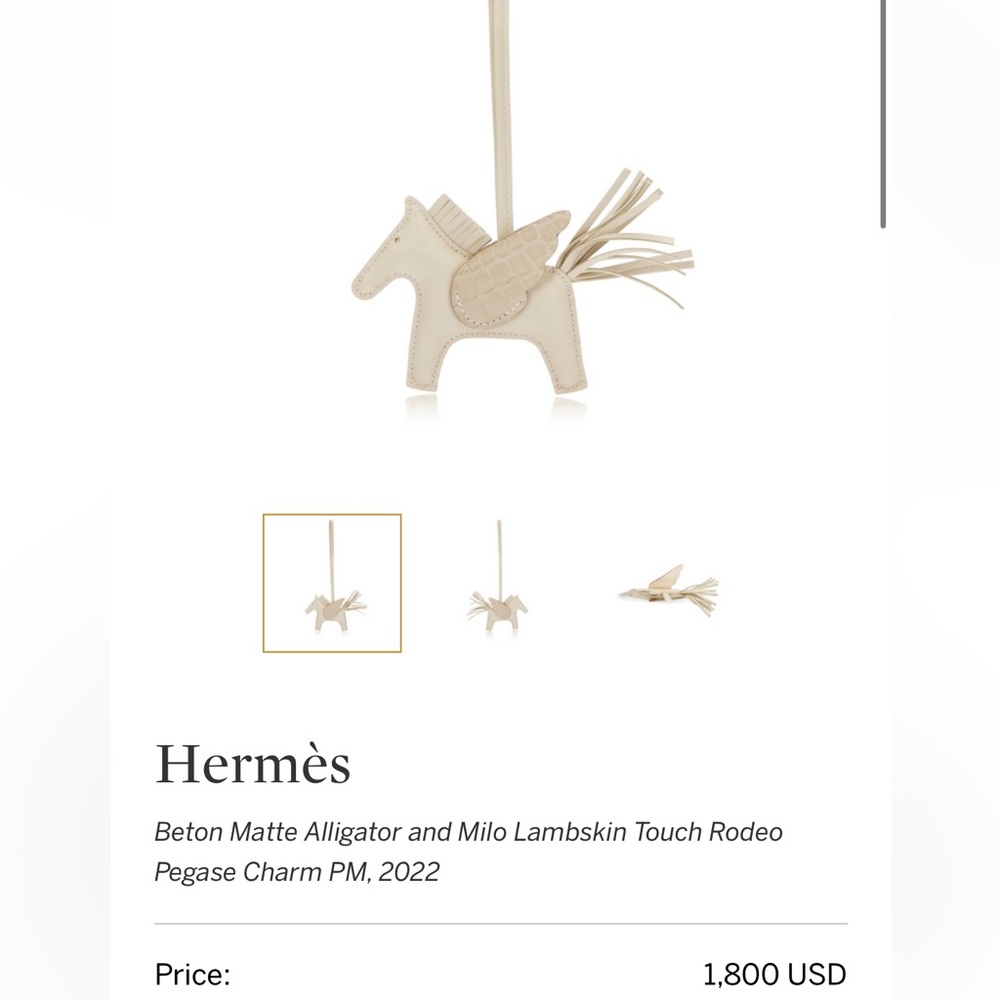 Hermès Beton Matte Alligator and Craie Lambskin Touch Rodeo Pegase Charm PM